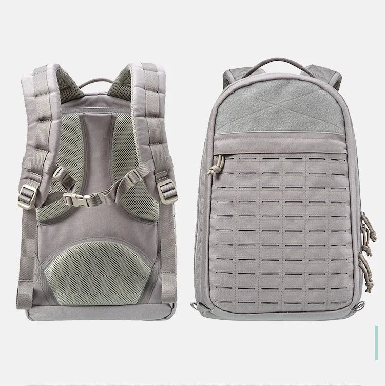 Outdoor hiking backpack in camouflage 600D polyester with 36-55L capacity and ergonomic shoulder strap