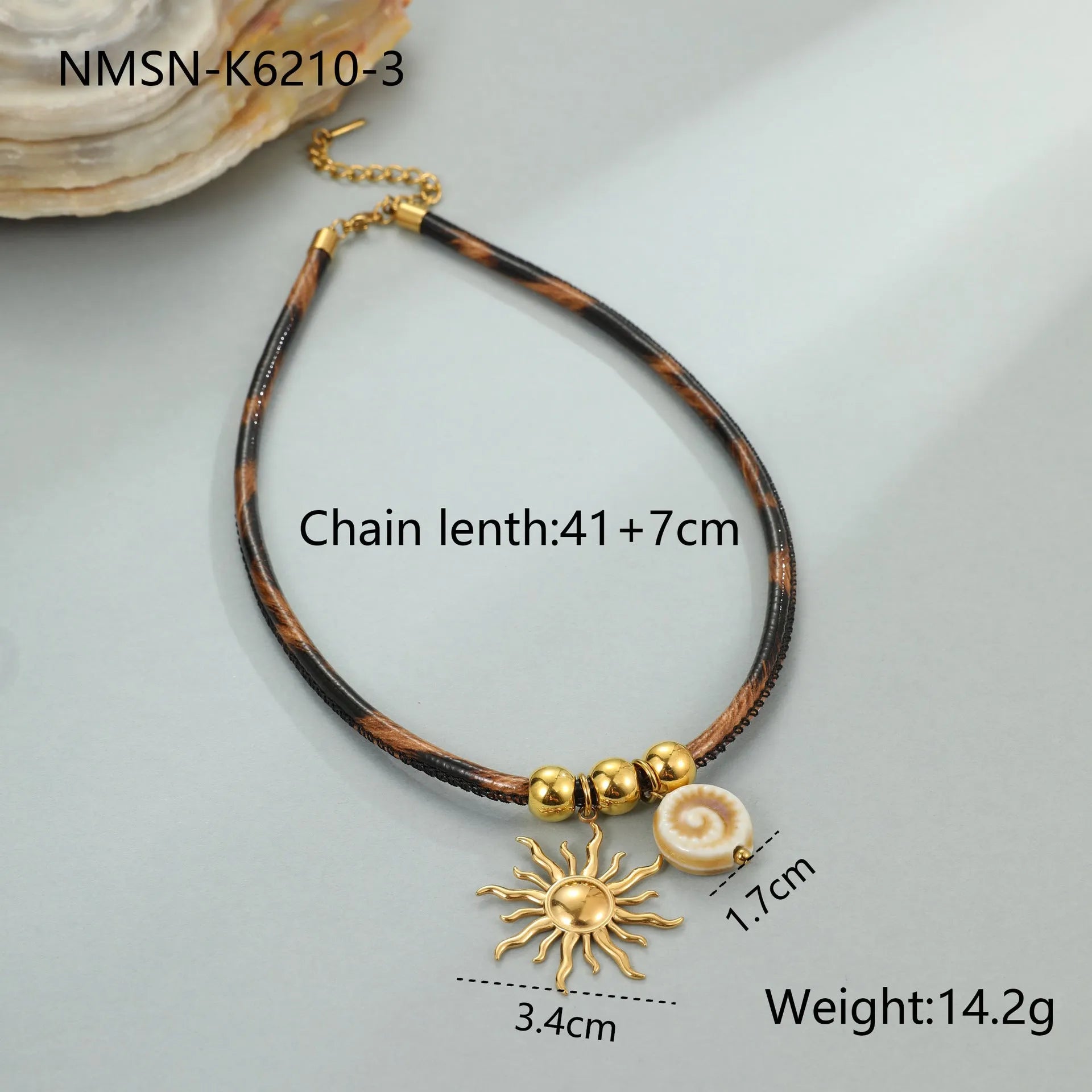 Women's stainless steel necklace with leopard print geometric pendant and gold electroplated finish