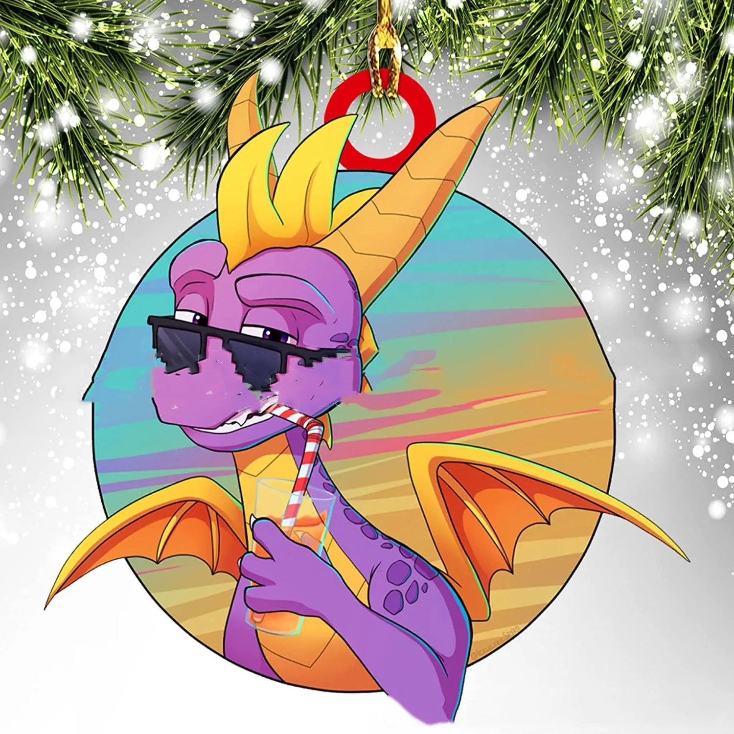 Dinosaur dragon egg Christmas pendant in acrylic, 8cm, one of 18 colour styles