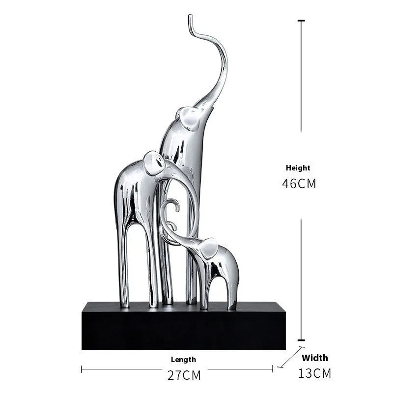 Fortune Bring Elephant resin decorative ornament in a choice of metallic gold, silver, or retro colour finishes.