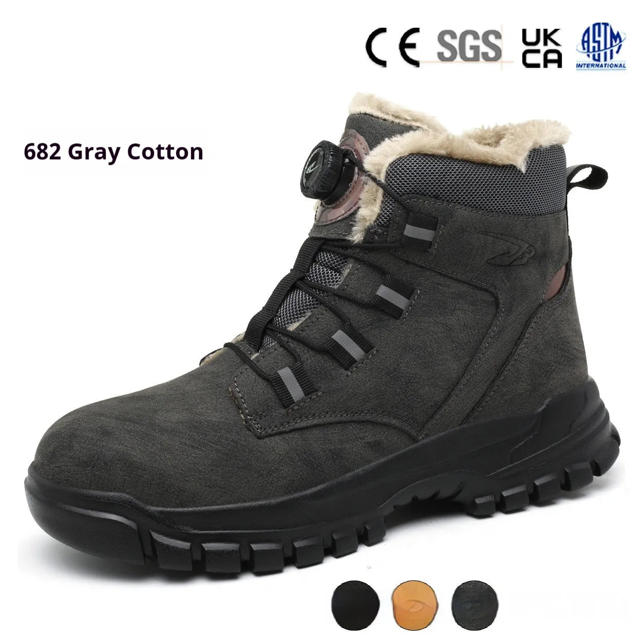 Leather safety work shoes with anti-smash and puncture protection in black, available in multiple sizes.