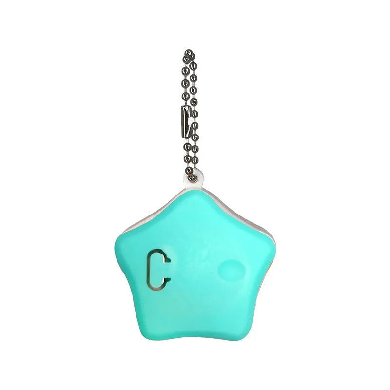 Blue rechargeable silicone pendant light for dog collars, showing three light modes.