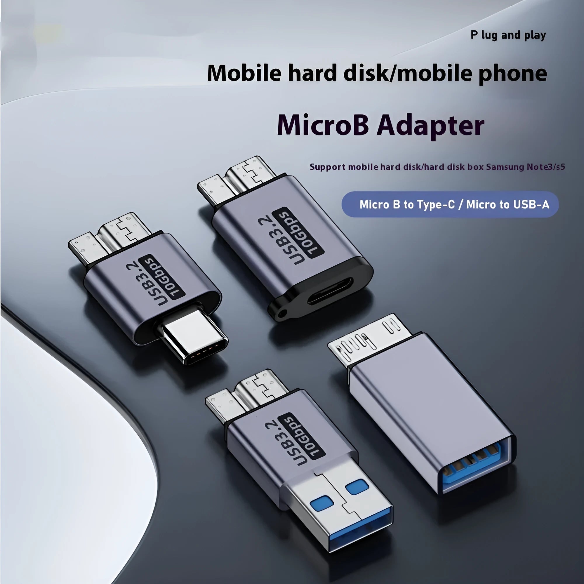 USB AM male to Micro-B female adapter for old hard drives and mobile phones.