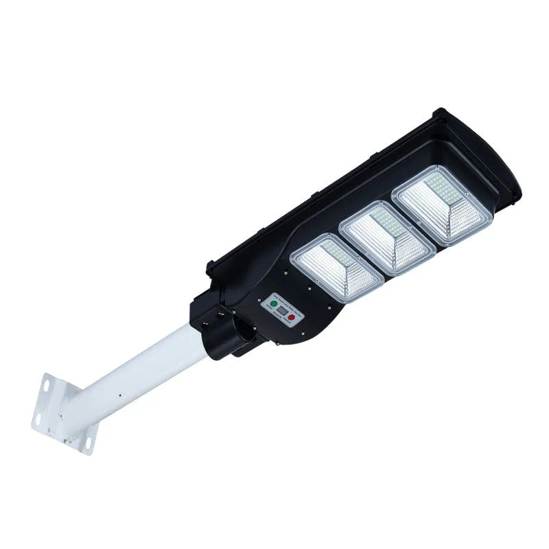 Integrated solar street light with LED illumination and remote control for outdoor use
