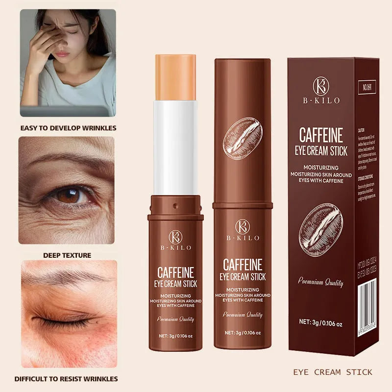 Caffeine eye cream stick in twist-up applicator for dark circles and fine lines