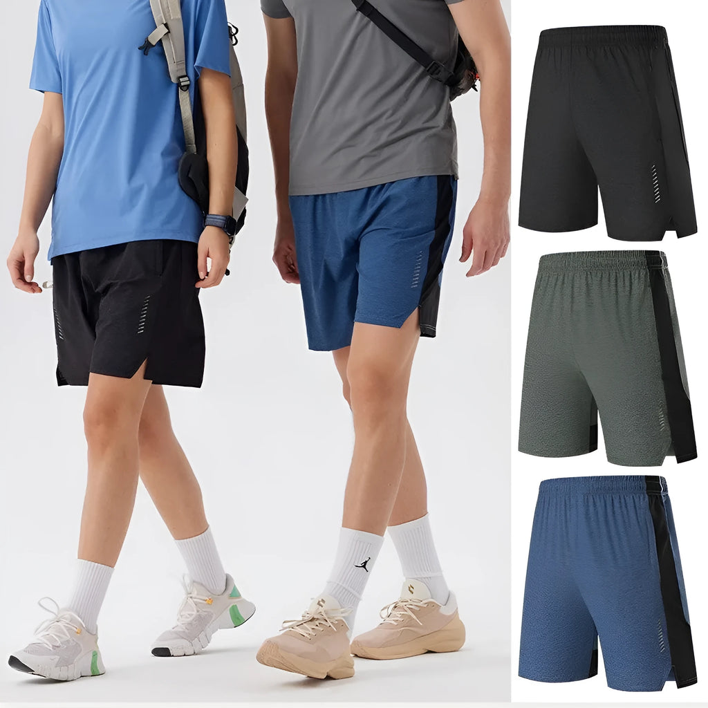 Men's casual spandex shorts in forest green with mid waist design and five-point construction