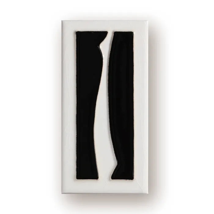 Handmade ceramic retro doorplate with enamel numbers measuring 76 by 152mm