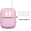 Blue Bluetooth portable thermal printer with paper roll inserted, compact design for students
