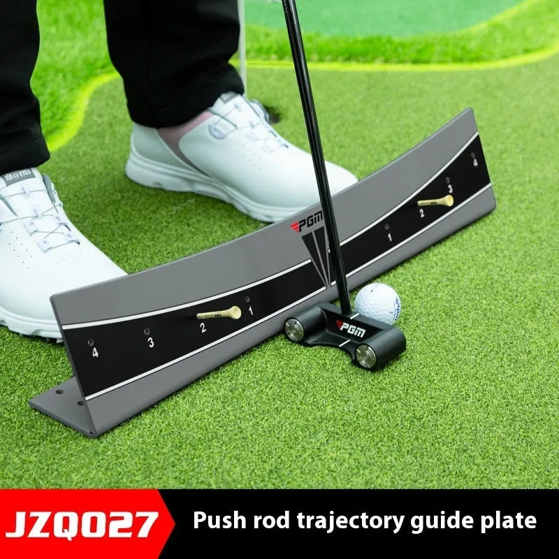 Adjustable golf putter trajectory balance simulator made from white PVC plastic.