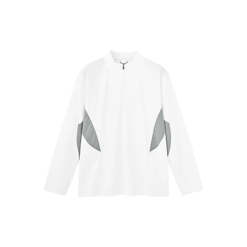 Men's lightweight polyester top in solid colour with stitching detail, available in black or beige