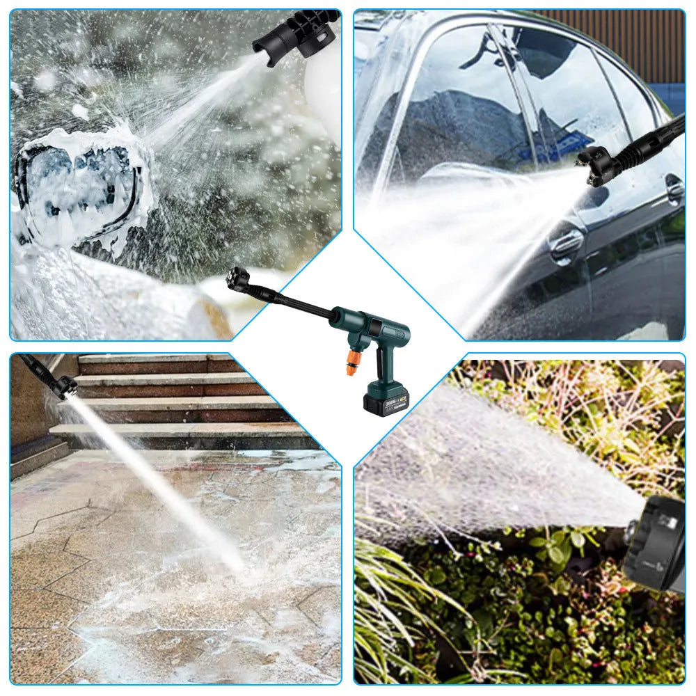 Brushless water gun with stainless steel head 18V for car washing and house cleaning automatic impact 25m spray