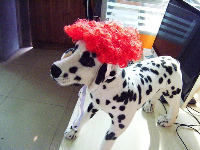 Fashion dog head ornament wig in black colour, made of high temperature fibre, for small pet party costume