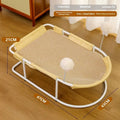 Large grey fabric pet kennel with breathable mesh panels for cats and puppies