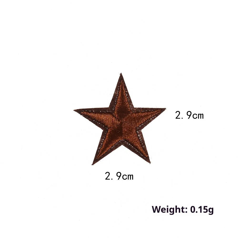 Colourful five-pointed star cloth embroidery labels for DIY clothing decoration.