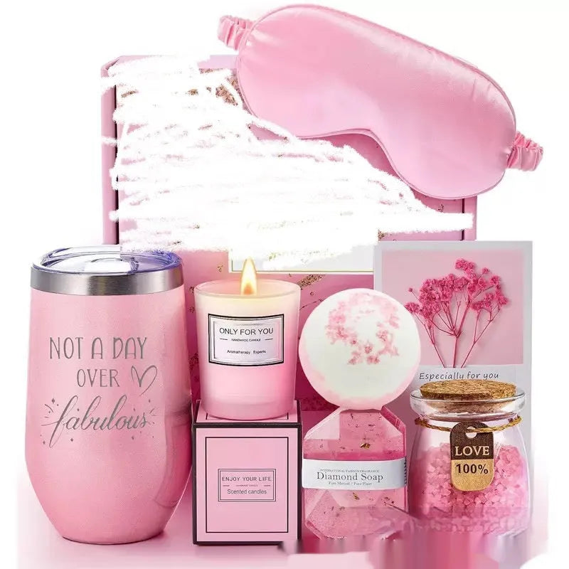 Soy wax aromatherapy candle bath gift set in gift box with multiple design suit options