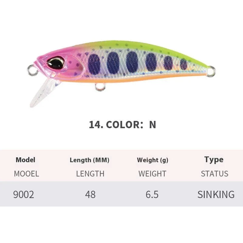 48mm Japanese mino fishing lure for mandarin fish and snakehead in multiple colours