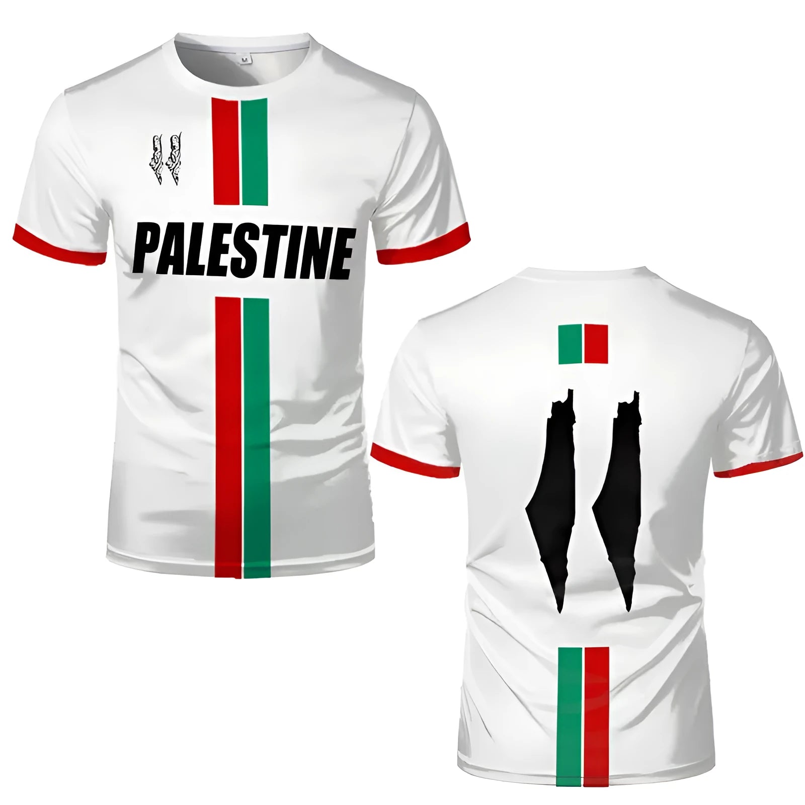 Football t-shirt with 3D printed pattern in spandex fabric available in black or white