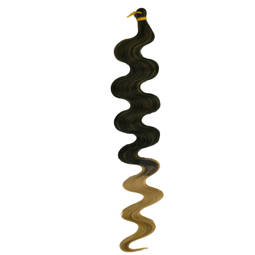 Wine red braided hair extension wig with big wave pattern, 24 inches long