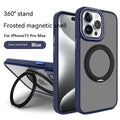 Rotary magnetic adhesive invisible bracket silicone phone case for iPhone showing bracket extended in black colour