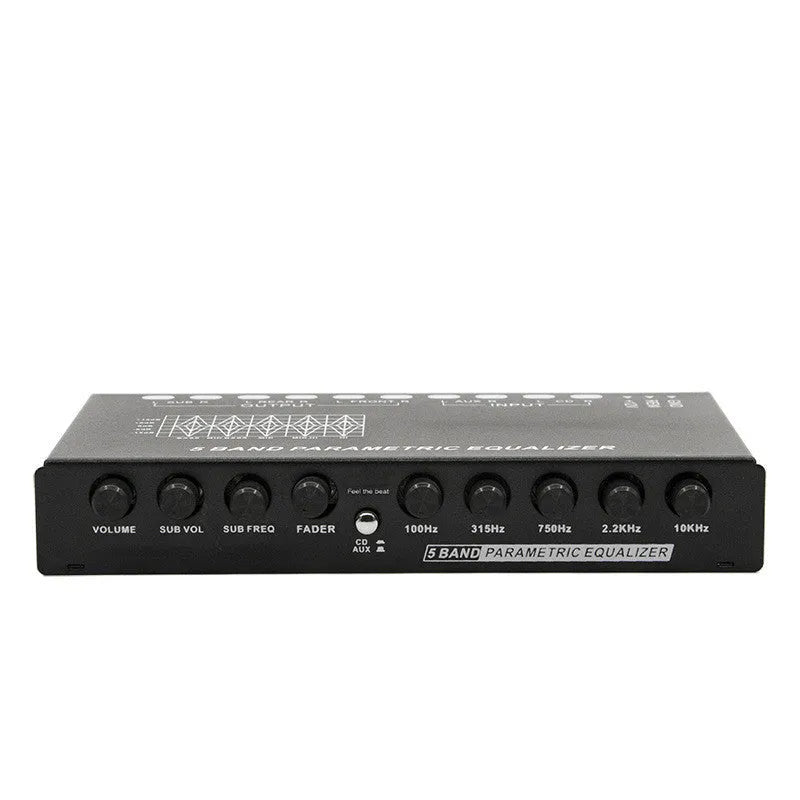 Black car audio EQ tuning frequency division amplifier with control panel for six-channel output