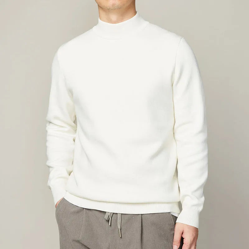 Autumn winter mock neck sweater men's undershirt loose fit Vinylon camel colour long sleeve