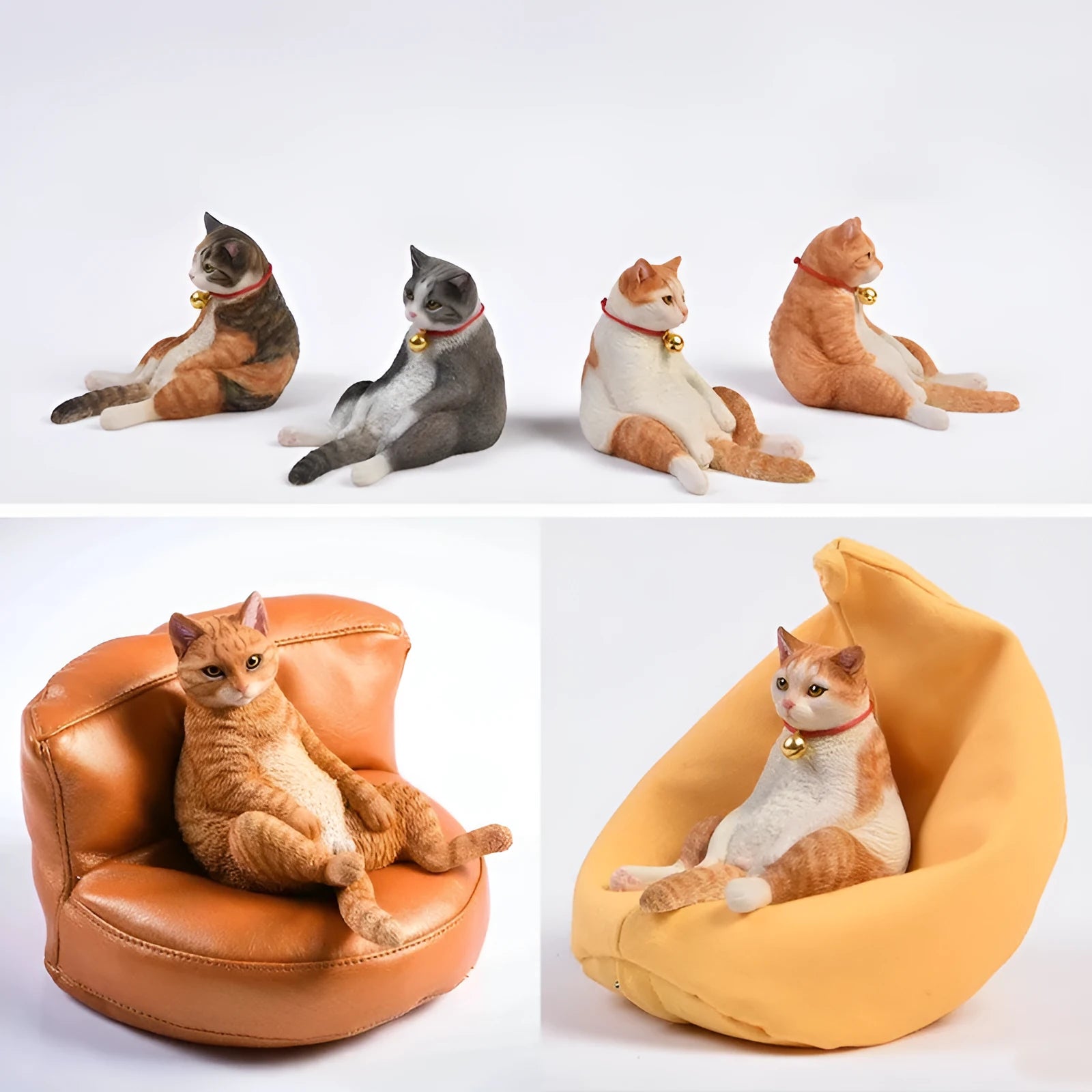 1:6 scale cat ornament on sofa for car dashboard decoration