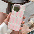 Drop-resistant TPU protective phone case for iPhone, pink crystal colour, polaroid design element