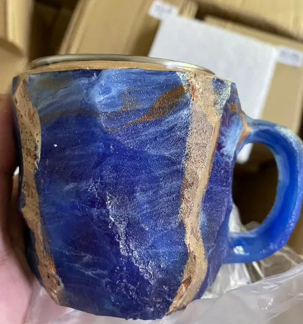 400ml resin mineral crystal coffee mug with handle in multiple colour options