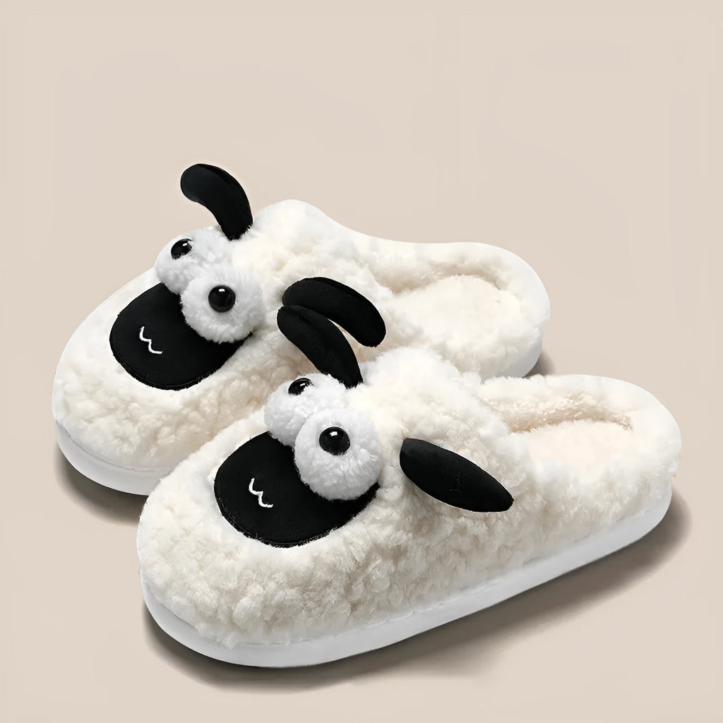 Lamb thermal cotton slip-on slippers in brown colour with suede upper and PVC sole