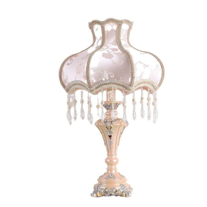 European style table lamp 55cm high with remote control tricolour light for bedside use