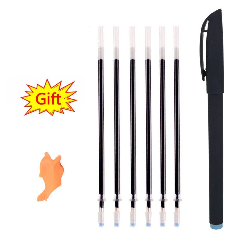 Magic calligraphy set with four spellbooks, pen and refills showing square 3D slot design