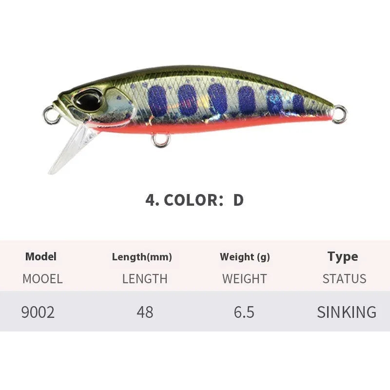 48mm Japanese mino fishing lure for mandarin fish and snakehead in multiple colours
