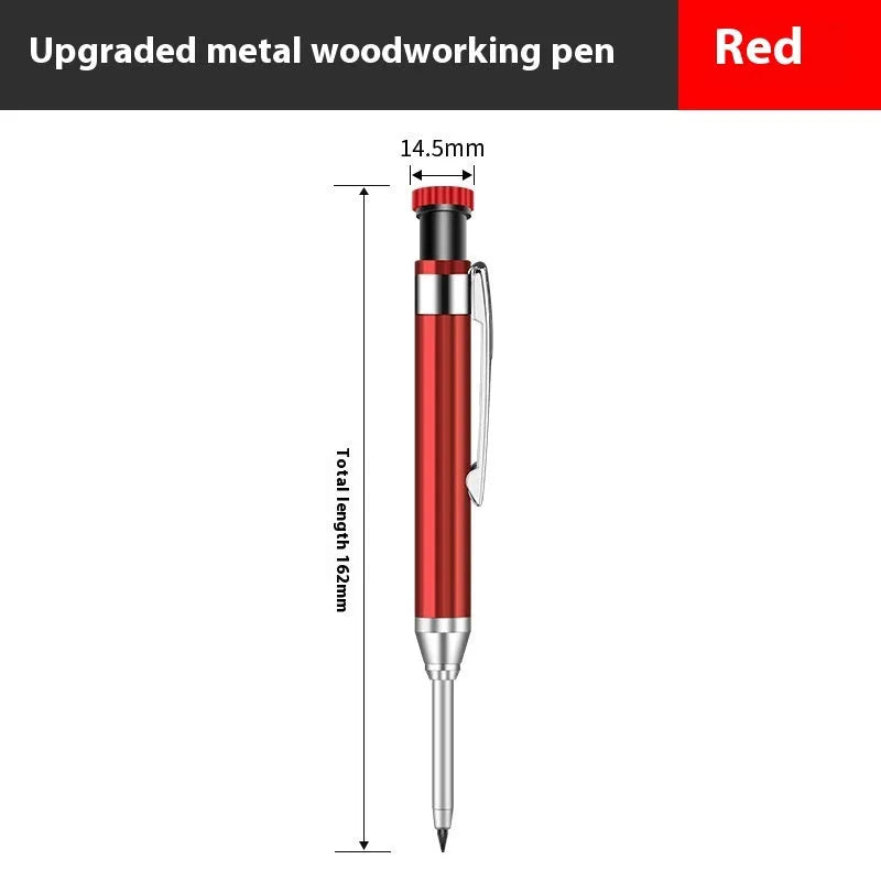 2.8mm metal long head carpenter's pencil with black refill core and single head design for deep hole marking
