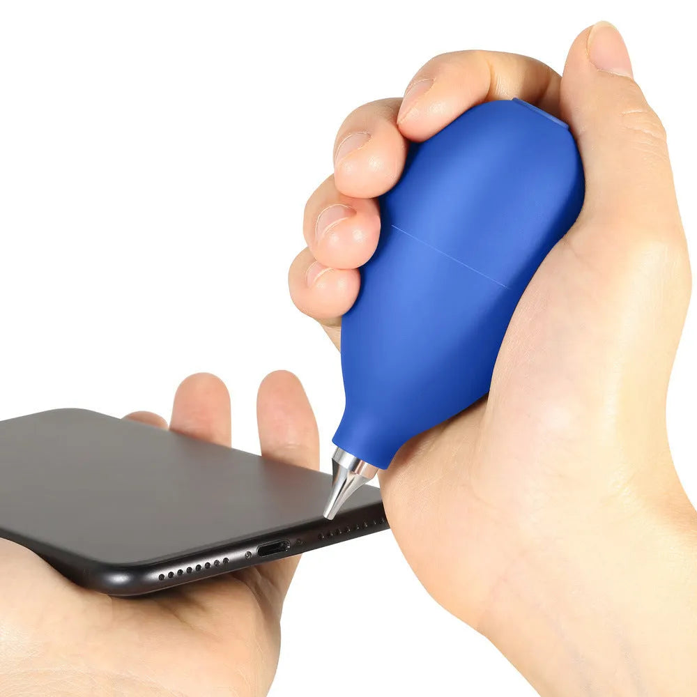 Blue rubber dust removal air blowing cleaning tool measuring 9.5cm for cameras and mobile phones