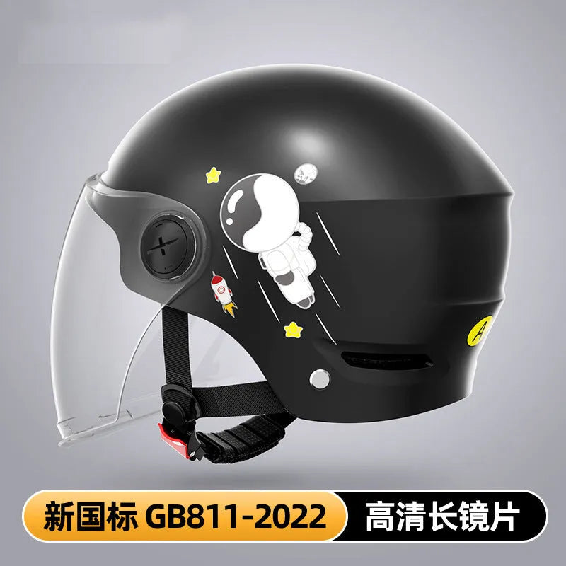 Electric motorcycle half helmet with removable visor in khaki colour with clear lens option