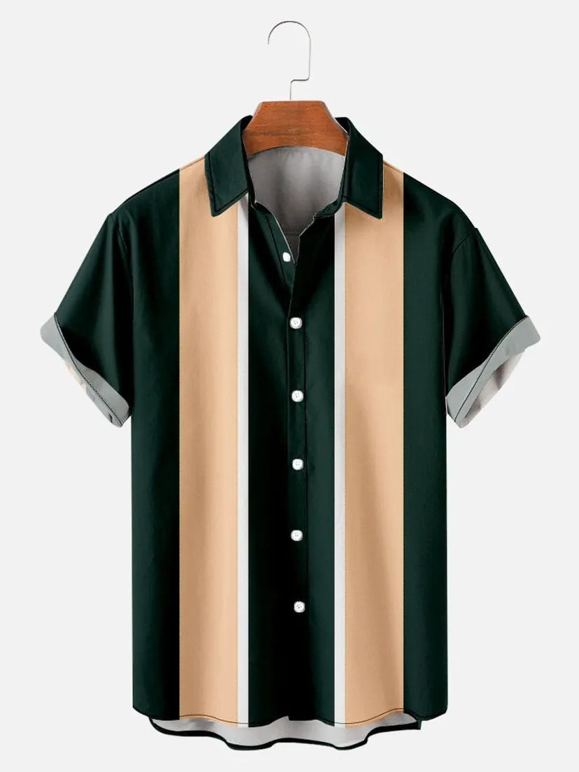 Men's slim fit short sleeve shirt with a colourful 3D printed floral pattern on polyester fabric
