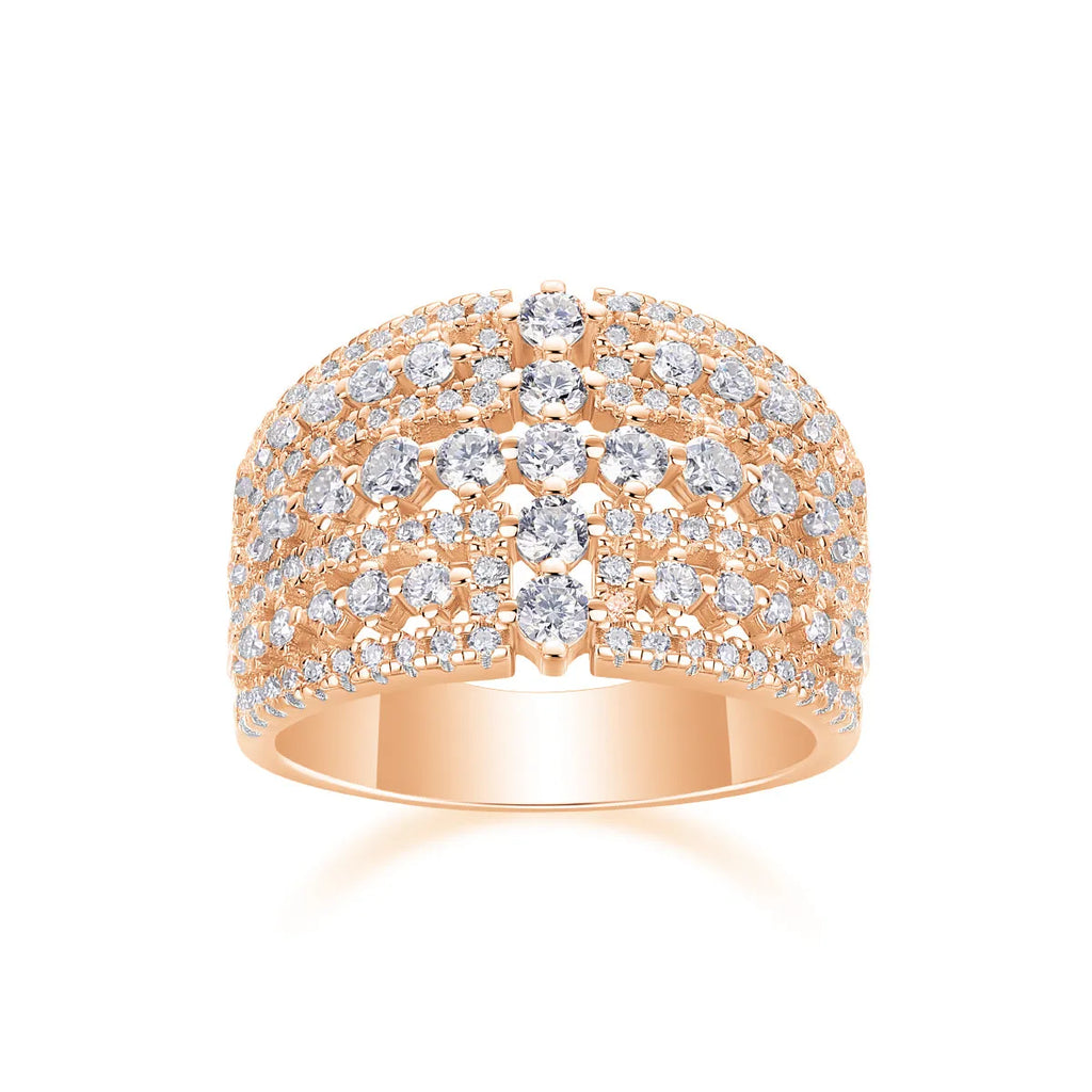 Ballet of Time moissanite wedding ring set in platinum finish with silver band and gift box