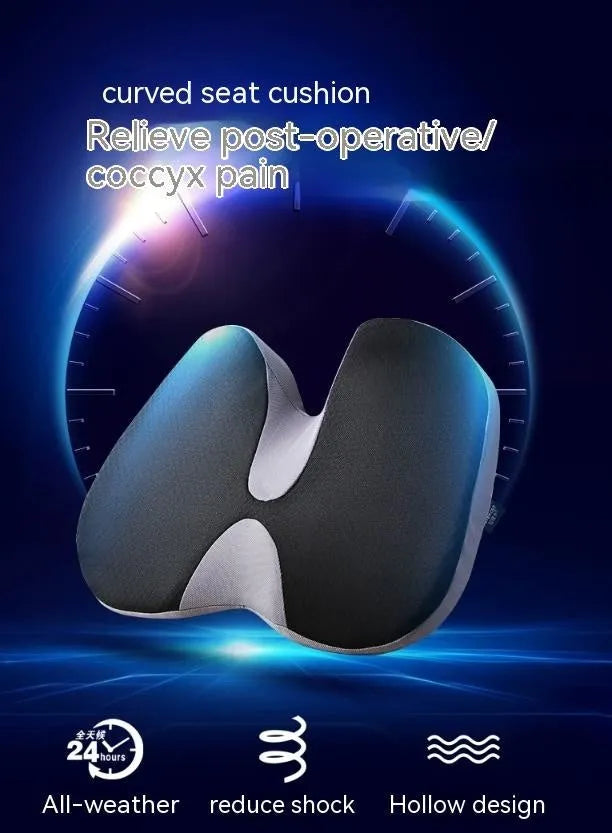 Curved bevel edge seat cushion for tailbone support in solid colour options