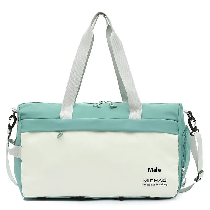 Fixed travel yoga bag in Oxford cloth, solid colour, with dry wet separation compartment and fixed mat strap.