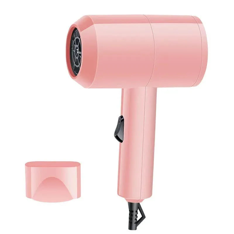 Household 1000W negative ion hair dryer with foldable handle, brushless motor, blue light, in white advanced version