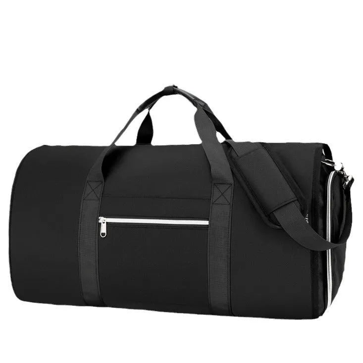 Oxford cloth sports bag in grey colour showing main compartment and separate dry-wet section.