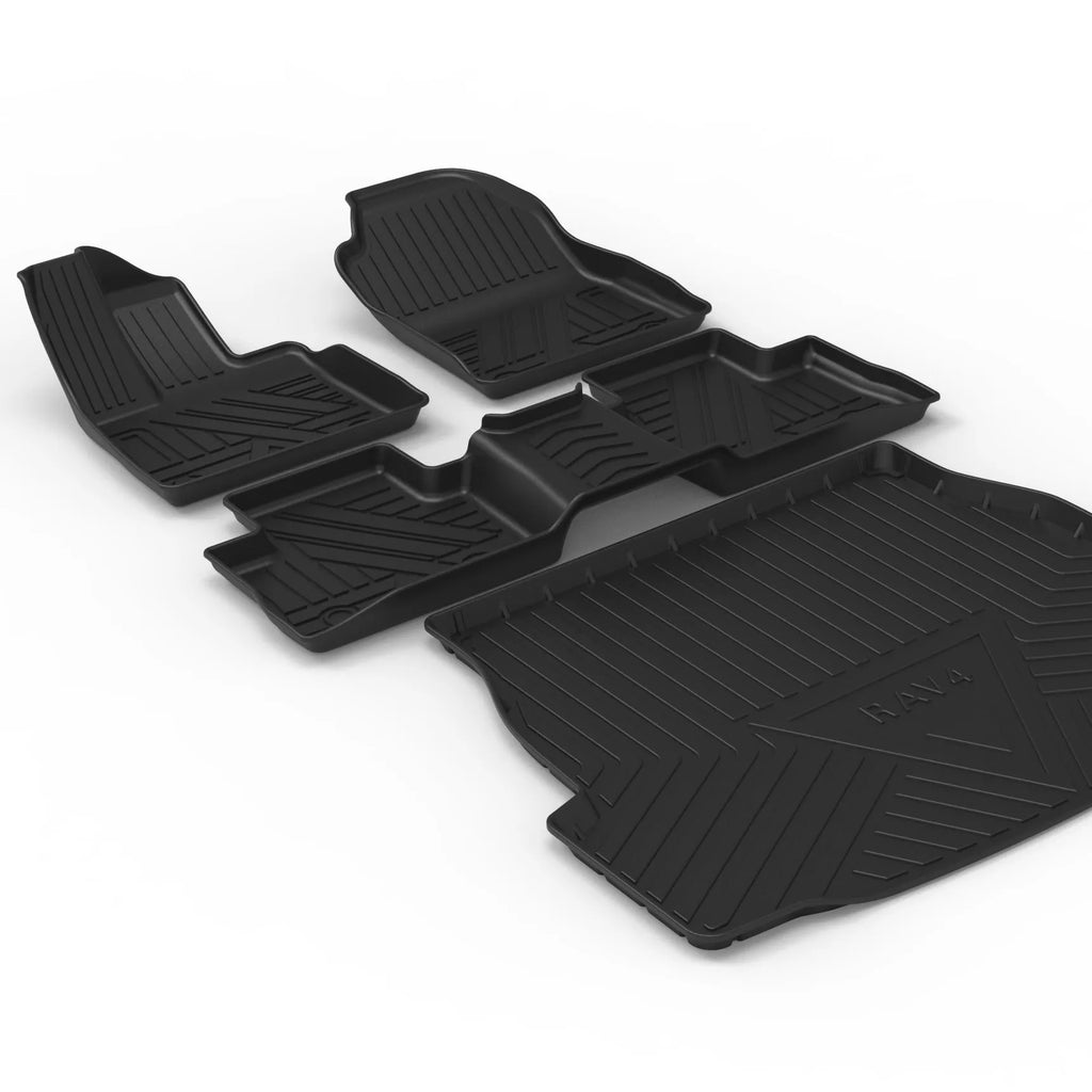 Black carbon fibre pattern TPE trunk liner pad for car boot floor protection.