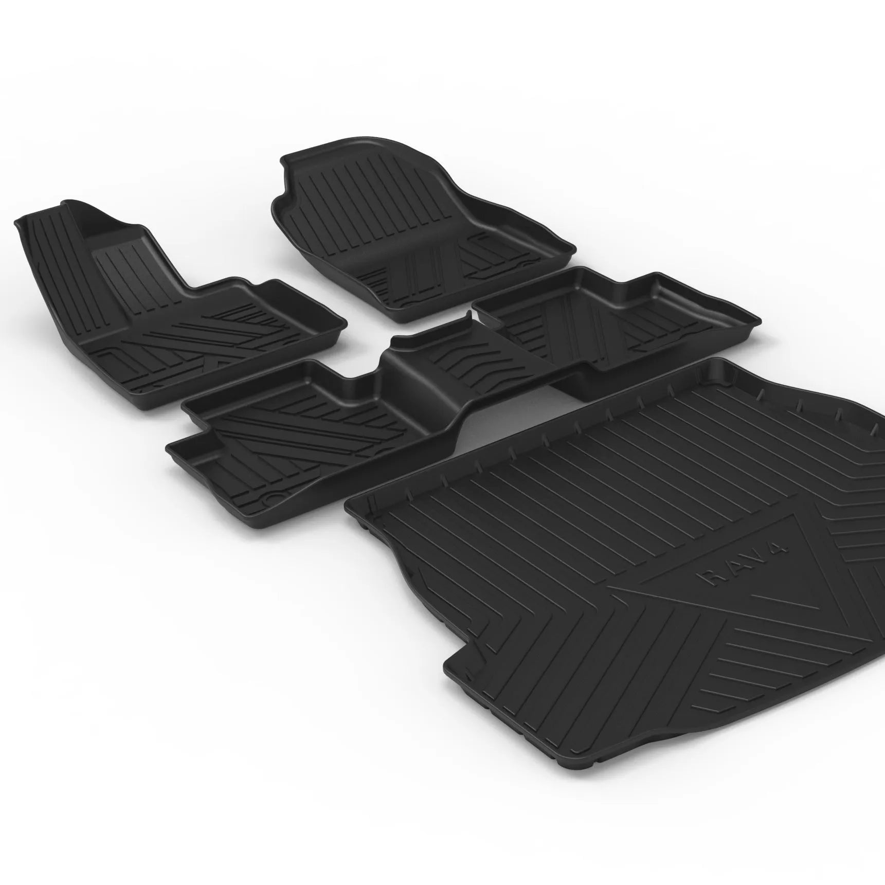 Black carbon fibre pattern TPE trunk liner pad for car boot floor protection.