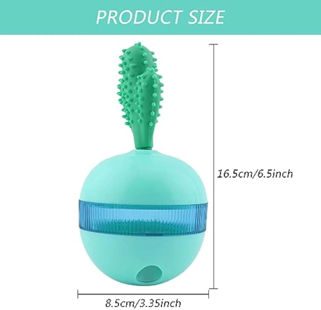 Blue durable rubber treat dispensing dog toy ball for medium and large dogs