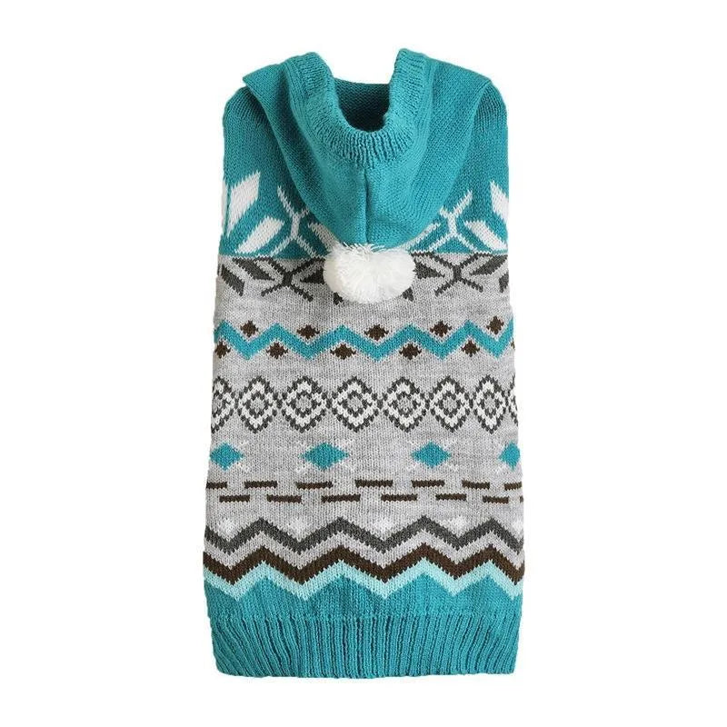 Classic diamond pattern pet sweater in acrylic material available in blue, green, pink colours