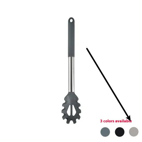 12 piece silicone kitchen utensil set with rotating storage bucket in black, dark grey or khaki colours
