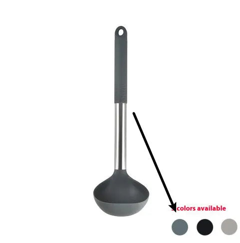12 piece silicone kitchen utensil set with rotating storage bucket in black, dark grey or khaki colours