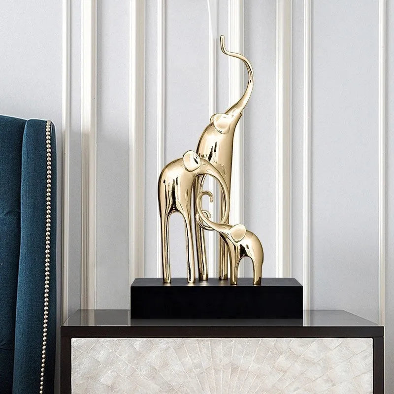 Fortune Bring Elephant resin decorative ornament in a choice of metallic gold, silver, or retro colour finishes.