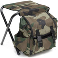Camouflage foldable backpack stool made from Oxford cloth and carbon steel for outdoor camping