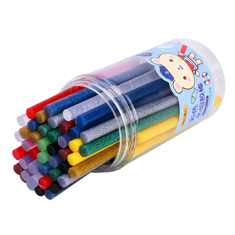 55 clear EVA hot melt glue sticks with 7mm diameter in packaging